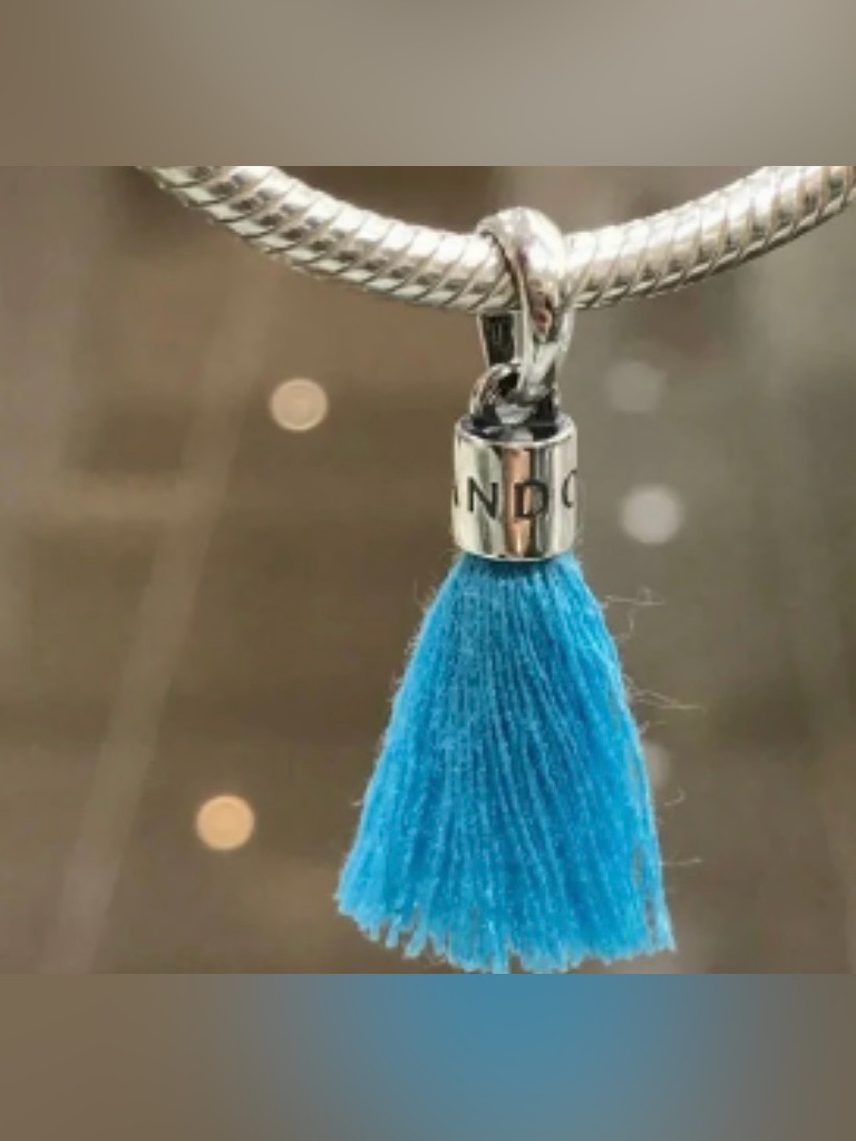 Pandora Turquoise Fabric Tassel Dangle Charm 797212ctq Sterling Silver